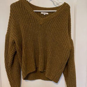 Madewell Mustard Yellow Cable Knit Cropped Sweater XS